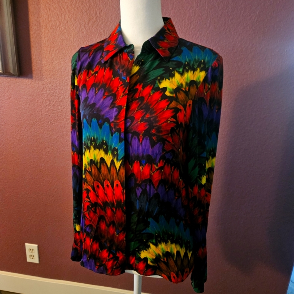 Alice & Olivia silk button down blouse